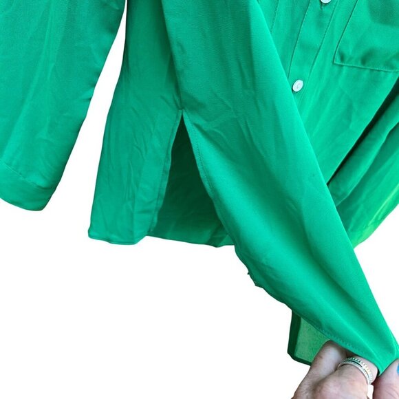 Lulus Green Button-Down Long Sleeve Shirt Pockets Career Work Women's Size‎ S - Picture 4 of 7